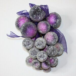 Life at Home Centerpiece Large Sugared Grapes Cluster Bunch Christmas Decor